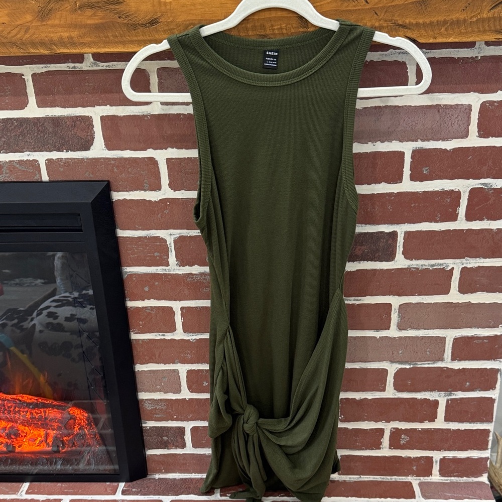 Chic Olive Knot-Front Tank Top dress